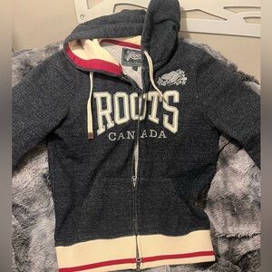 Roots full zip hoodie sweatshirt black pepper color